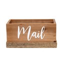Elegant Designs Mail Holder, Sorter with Wrapped Roped Bottom, Cutout Handles, and Mail Script in White, Nat Wood HG2036-NWD